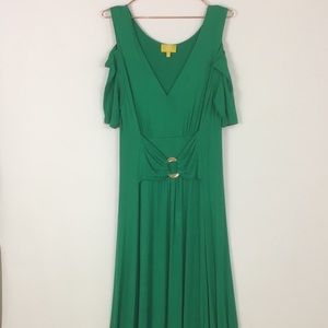 Liz Lange Cold Shoulder Kelly Green Maxi Dress